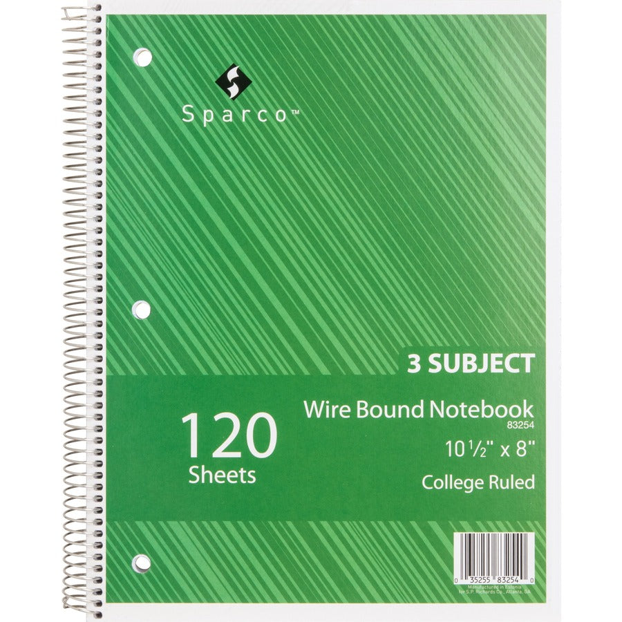 Sparco Wirebound College Ruled Notebooks - Front