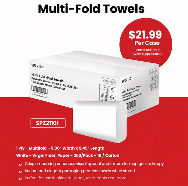 Limited Time Deal: Multi-Fold Paper Towels, White, 250 Sheets