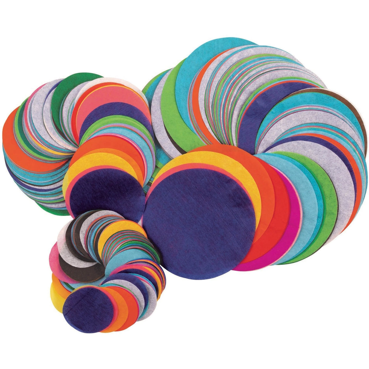 Spectra Deluxe Bleeding Circles: 2250 Pieces x 4’’ - Assorted Colors - Tissue Paper Bag - Art Rolls/Tissue
