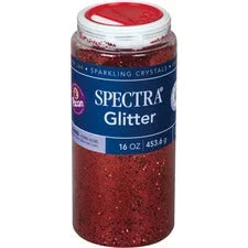 Spectra Glitter Sparkling Crystals - Red Color - 16 oz Jar