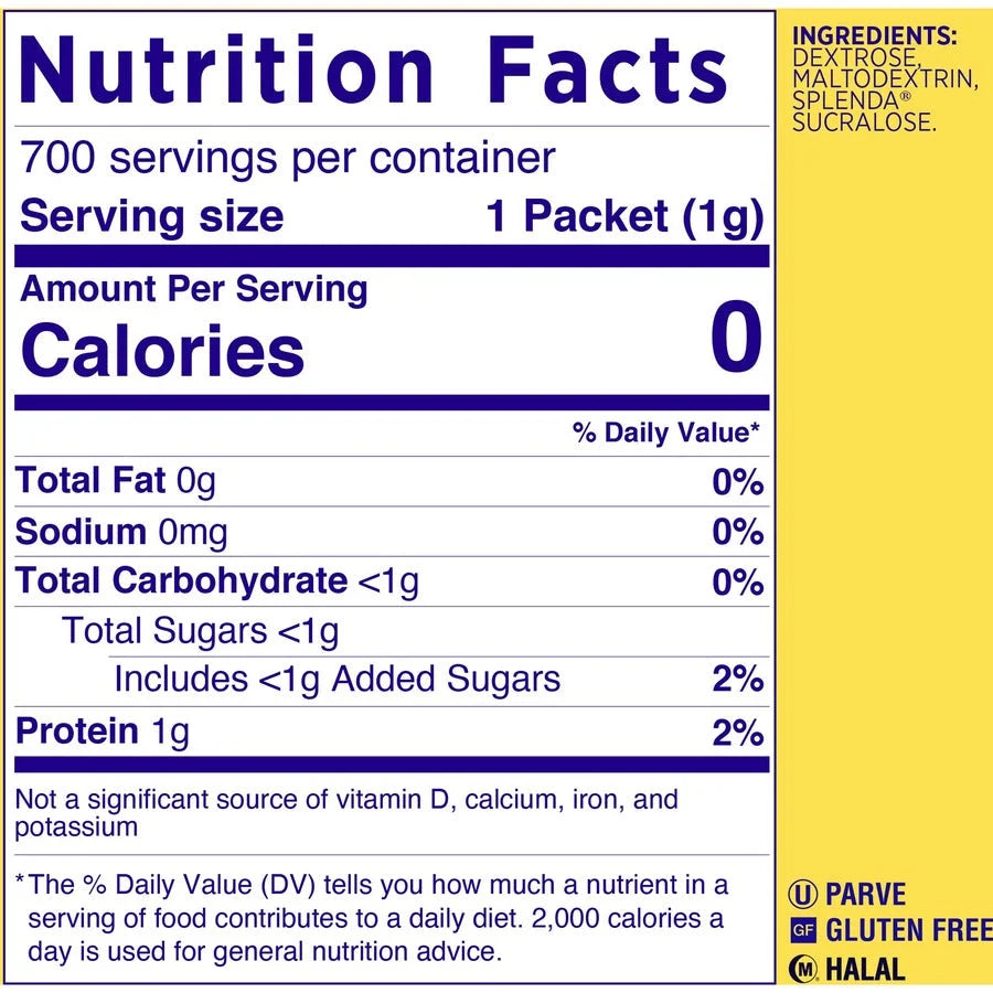Splenda Single-Serve Sweetener Packets - Artificial - 700/Box - Condiments