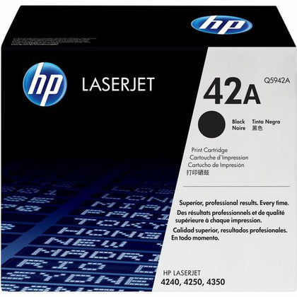 HP 42A (Q5942A) Original Standard Yield Laser Toner Cartridge, 10000 Pages, Black, 1 Each