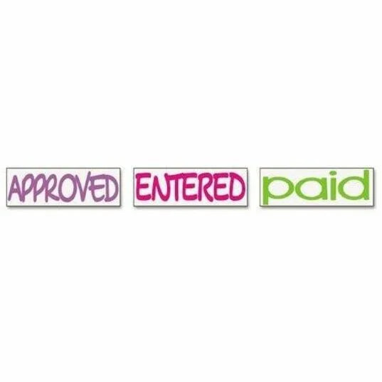 stackSTAMP Message Stamp Set - APPROVED ENTERED PAID - 1.81’’ x 0.63’’ - Assorted - Address & Office Stamps