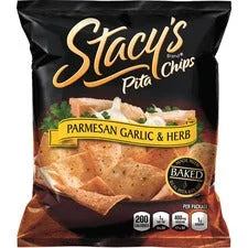 Stacy’s Baked Pita Chips: Parmesan Garlic & Herb - No Artificial Flavors or Colors - Low Fat - MSG - Snacks