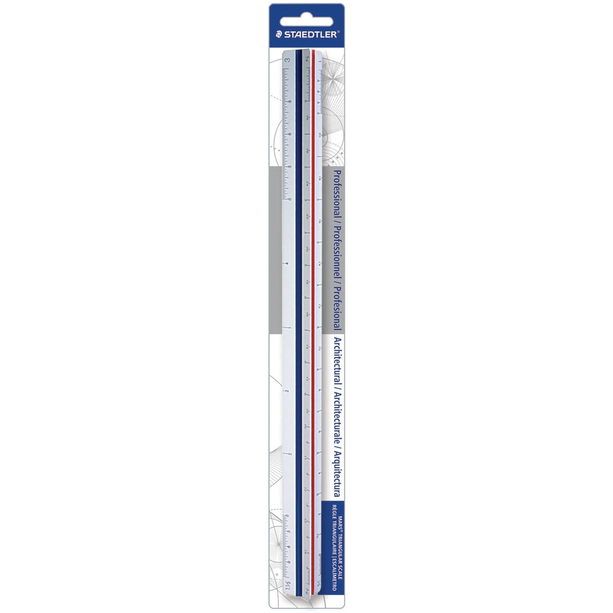 Staedtler Architect Triangular Scale - 12’’ Length - Imperial Measuring System - Drafting Accessories