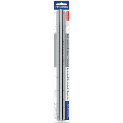 Staedtler Mars Architectural Triangular Scale - 12’’ Aluminum - Silver - Drafting Accessories