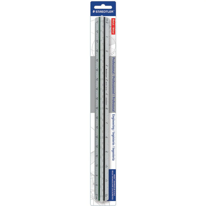 Staedtler Mars Professional Engineering Triangular Scale - 12’’ Aluminum Silver - Drafting Accessories