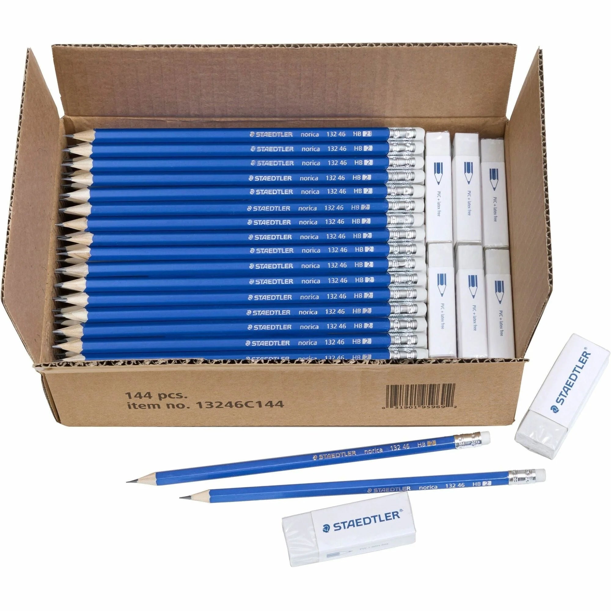 Staedtler Norica Pencils & Erasers Class Pack - 144ct Fine Point Black Lead HB/#2
