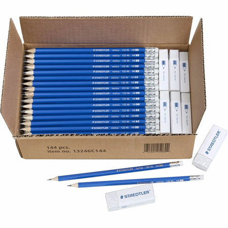 Staedtler Norica Pencils & Erasers Class Pack - 144ct Fine Point Black Lead HB/#2
