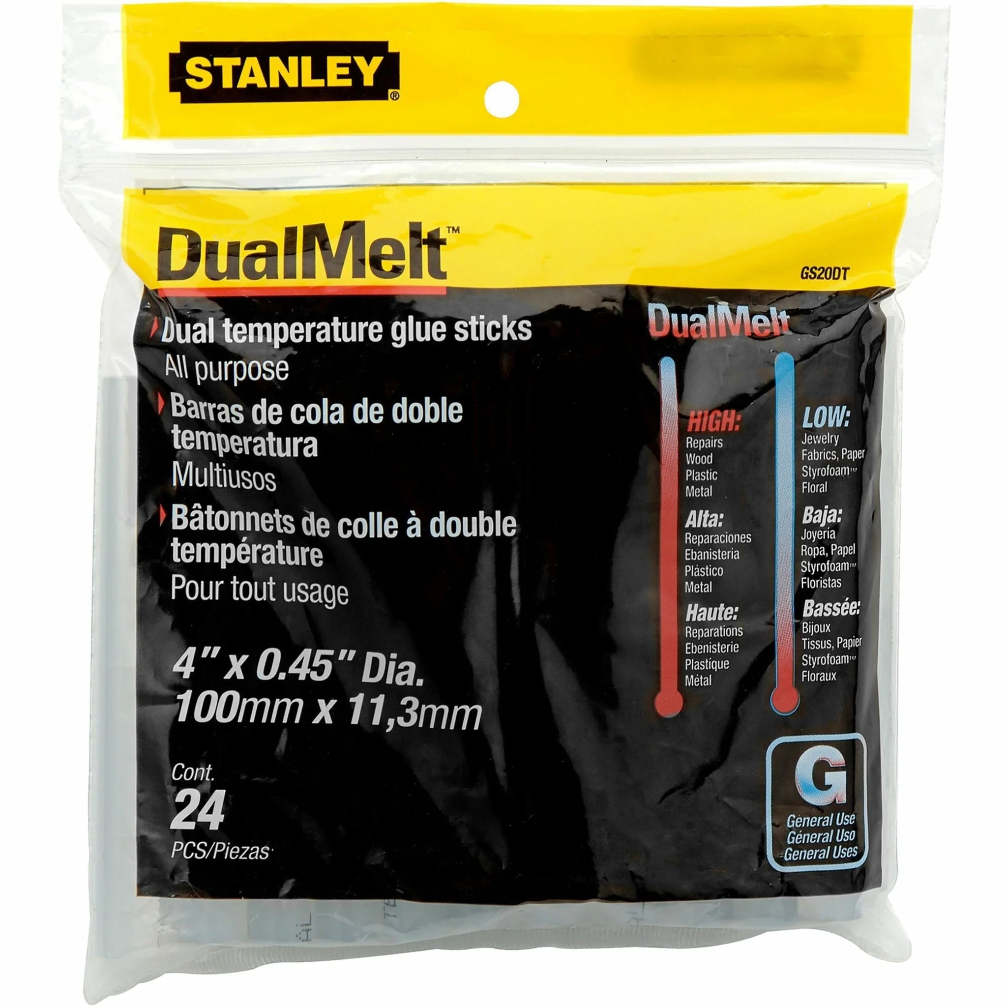 Stanley Dual Temp Glue Sticks - Clear - 24 Pack - Guns & Accessories