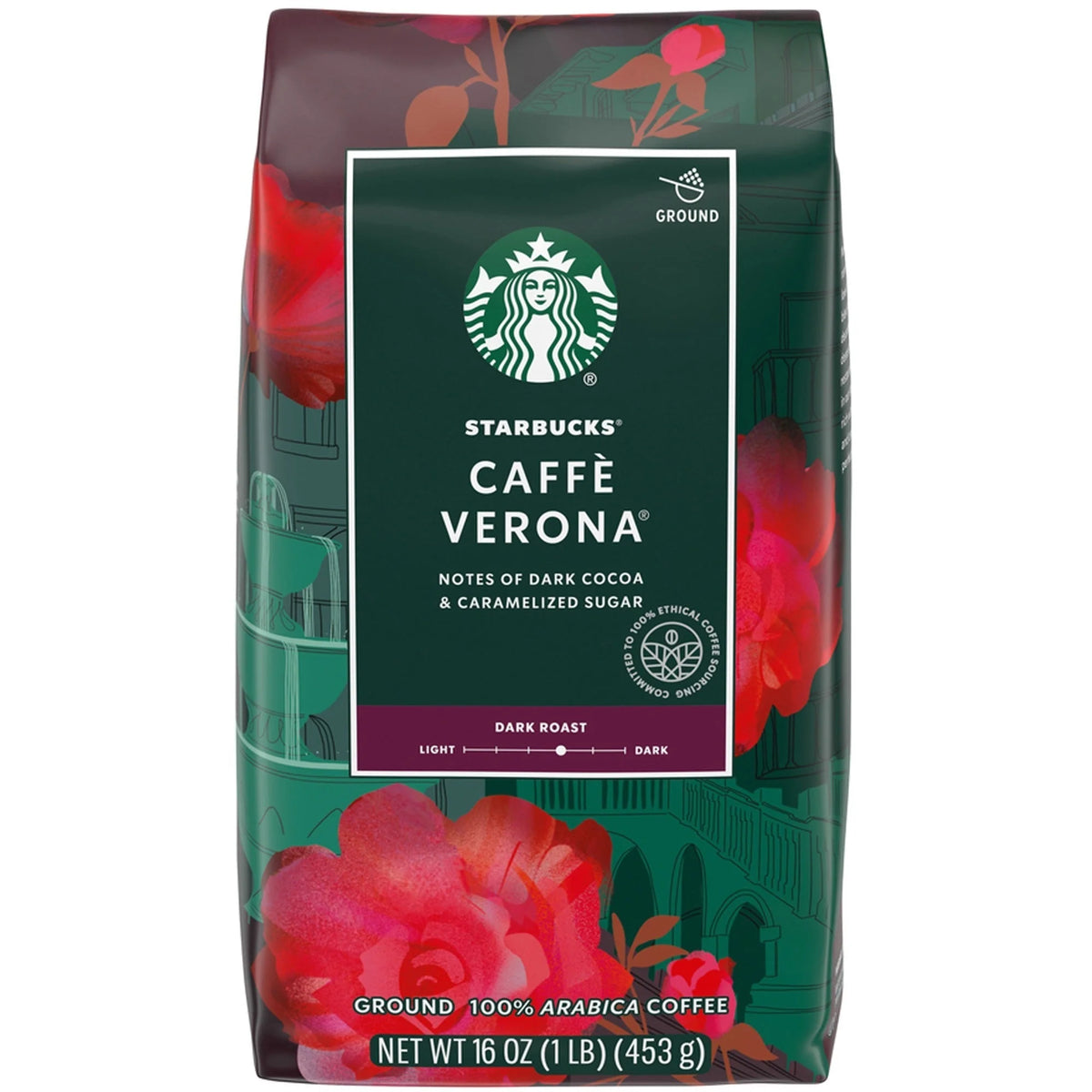 Starbucks Caffe Verona Coffee: Rich Dark Roast - 16 oz Pack - Coffee