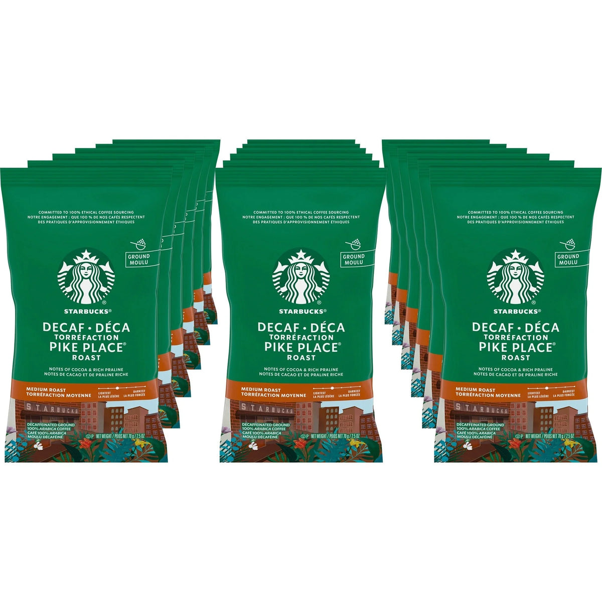Starbucks Decaf Pike Place Coffee Pack - Medium Roast Decaffeinated - 18 Packets