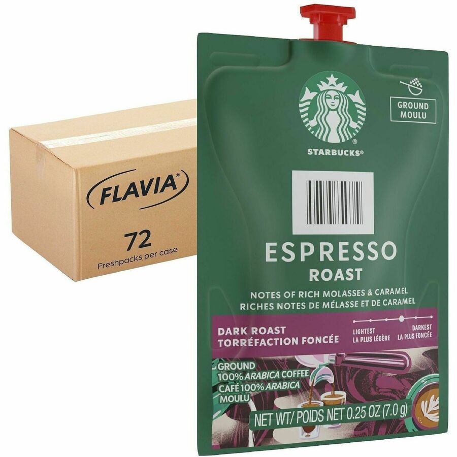Starbucks Freshpack Espresso Roast Coffee - Compatible with Flavia Barista - 72 / Carton