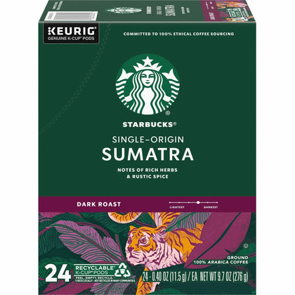 Starbucks® Sumatra K-Cup Coffee: Dark Roast for Keurig Brewer - 24 Count Box - Coffee