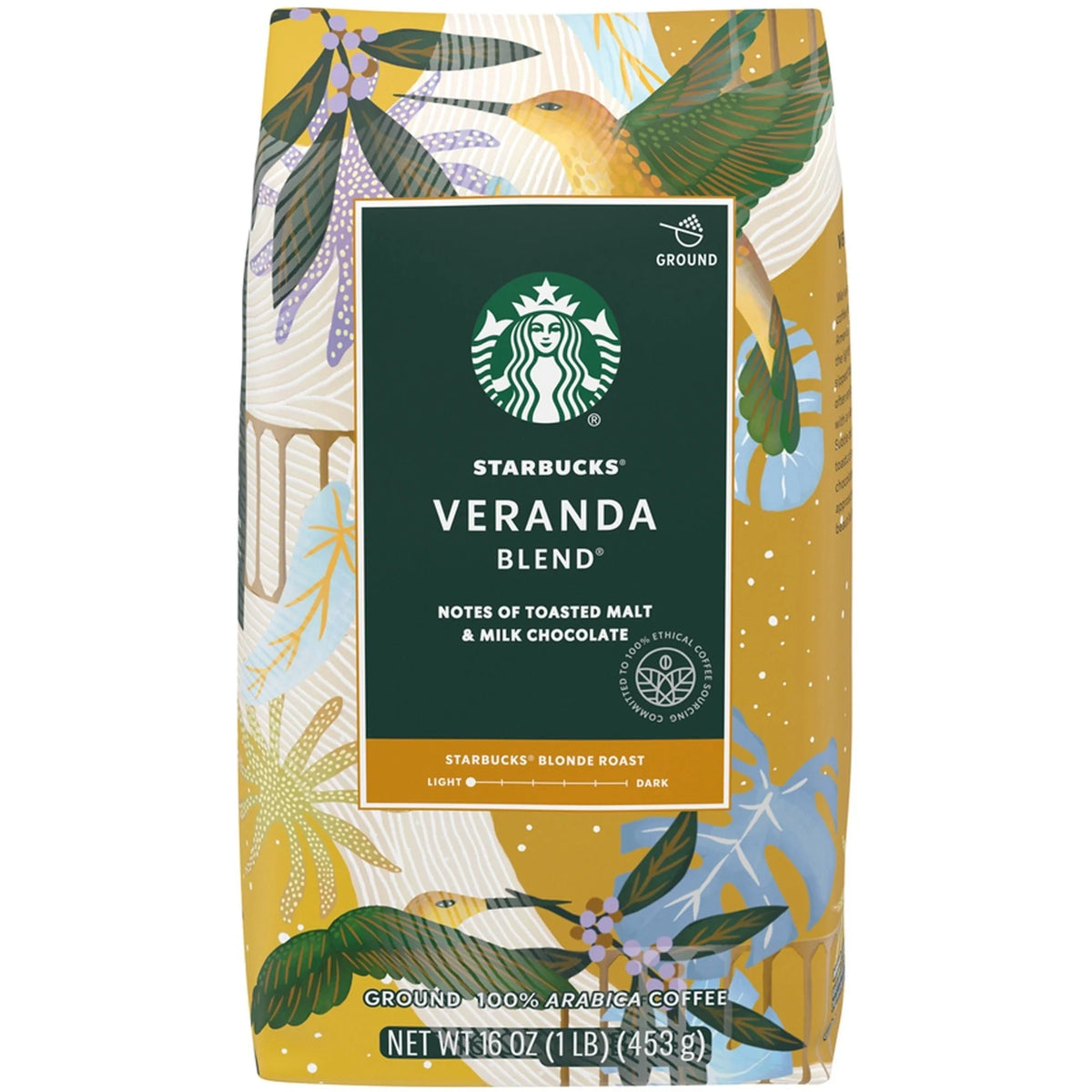Starbucks Veranda Blend Coffee: Blonde Roast - 16 oz Ground Bag - Coffee