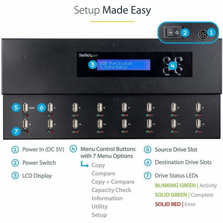 StarTech.com 1:15 Standalone USB Duplicator and Eraser - for USB Flash Drives - Alternate-Image3
