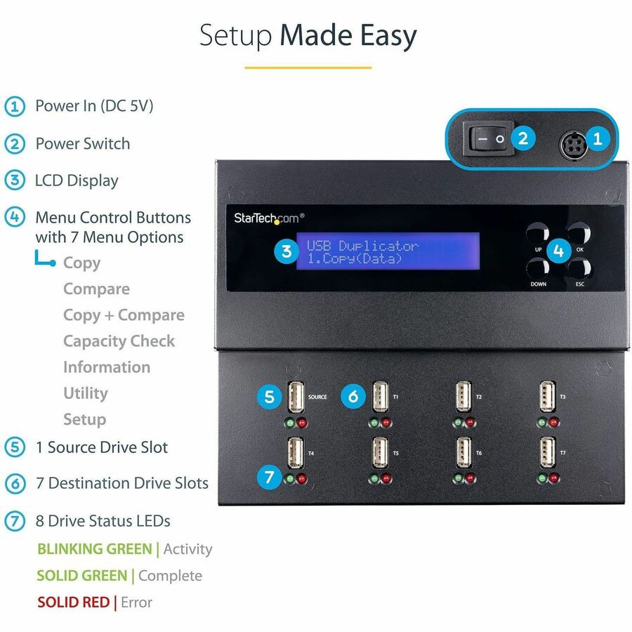 StarTech.com 1:7 Standalone USB Duplicator and Eraser - for USB Flash Drives - Alternate-Image3