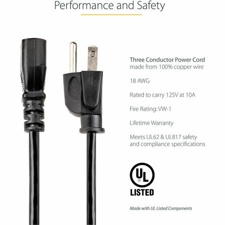 StarTech.com IBM Standard Power Cord - Reliable 3ft Black for Desktops & Peripherals - Cords Surge Protectors