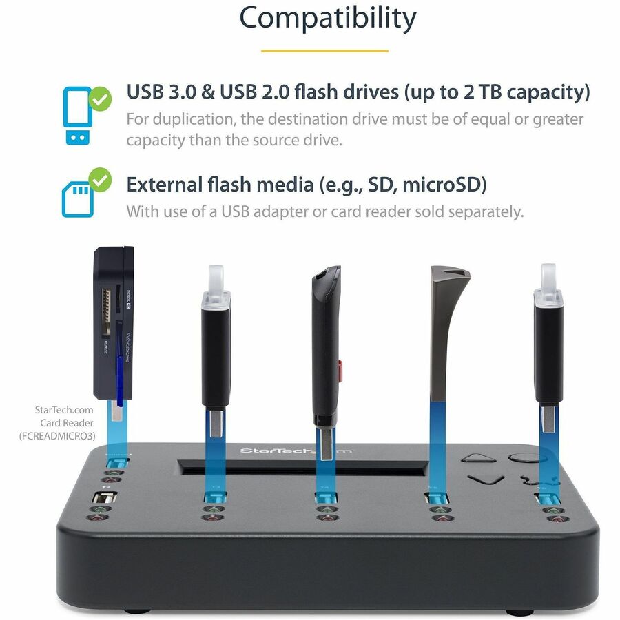 StarTech.com Standalone 1:5 USB Flash Drive Duplicator and Eraser - Flash Drive Copier - Alternate-Image2