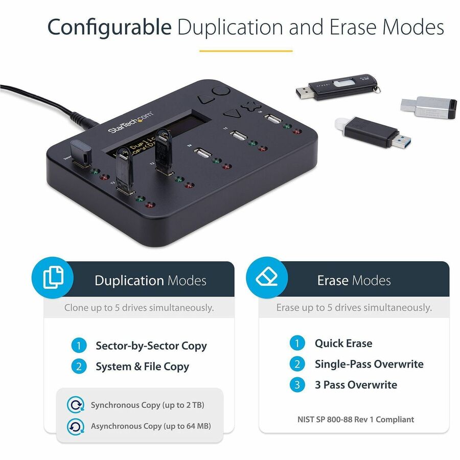 StarTech.com Standalone 1:5 USB Flash Drive Duplicator and Eraser - Flash Drive Copier - Alternate-Image4