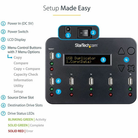 StarTech.com Standalone 1:5 USB Flash Drive Duplicator and Eraser - Flash Drive Copier - Alternate-Image3