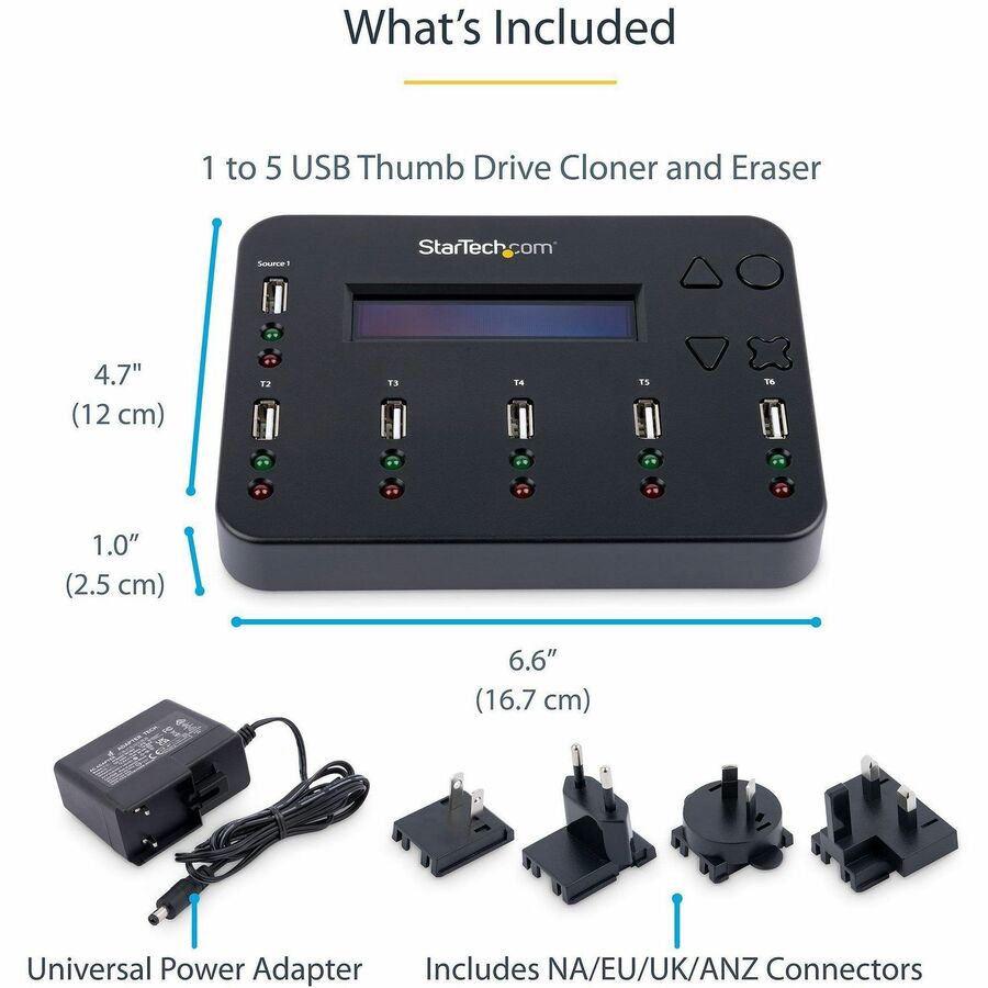 StarTech.com Standalone 1:5 USB Flash Drive Duplicator and Eraser - Flash Drive Copier - Alternate-Image5