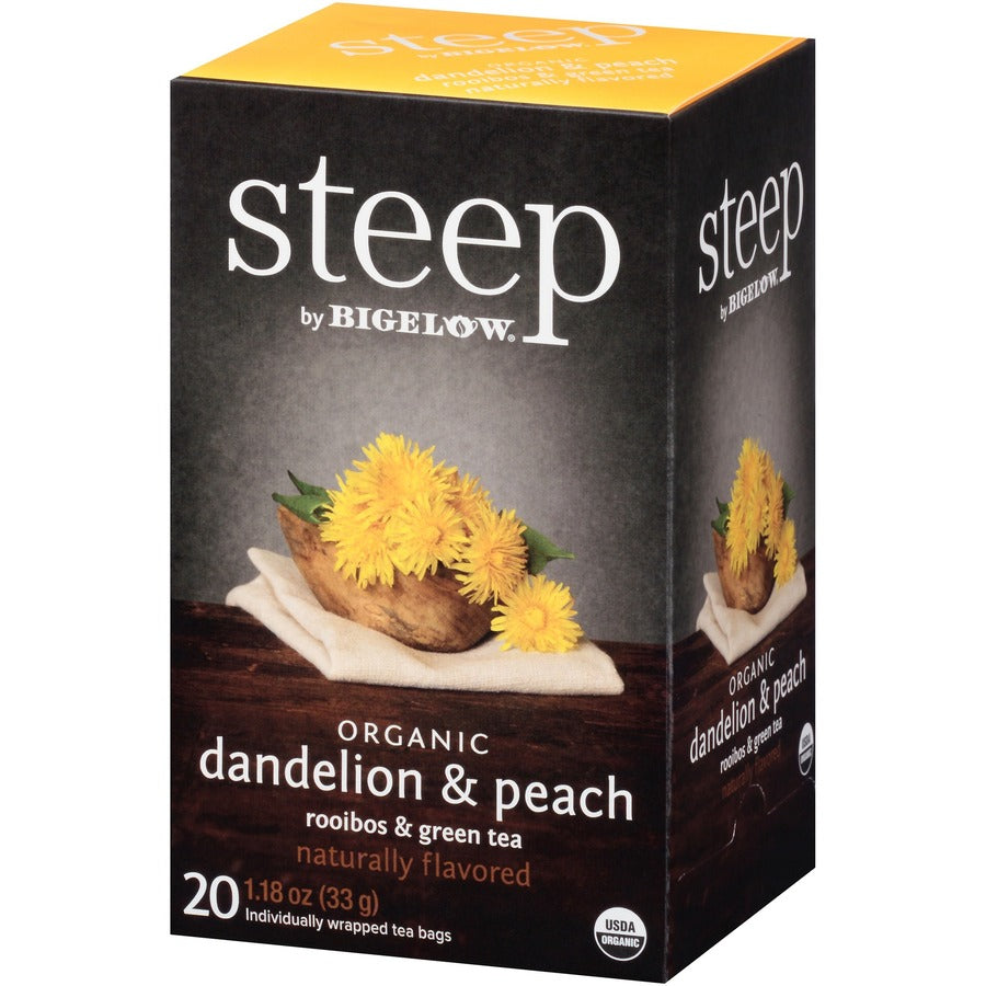 Steep by Bigelow® Organic Dandelion & Peach Rooibos Green Tea Herbal Bag - 1.2 oz