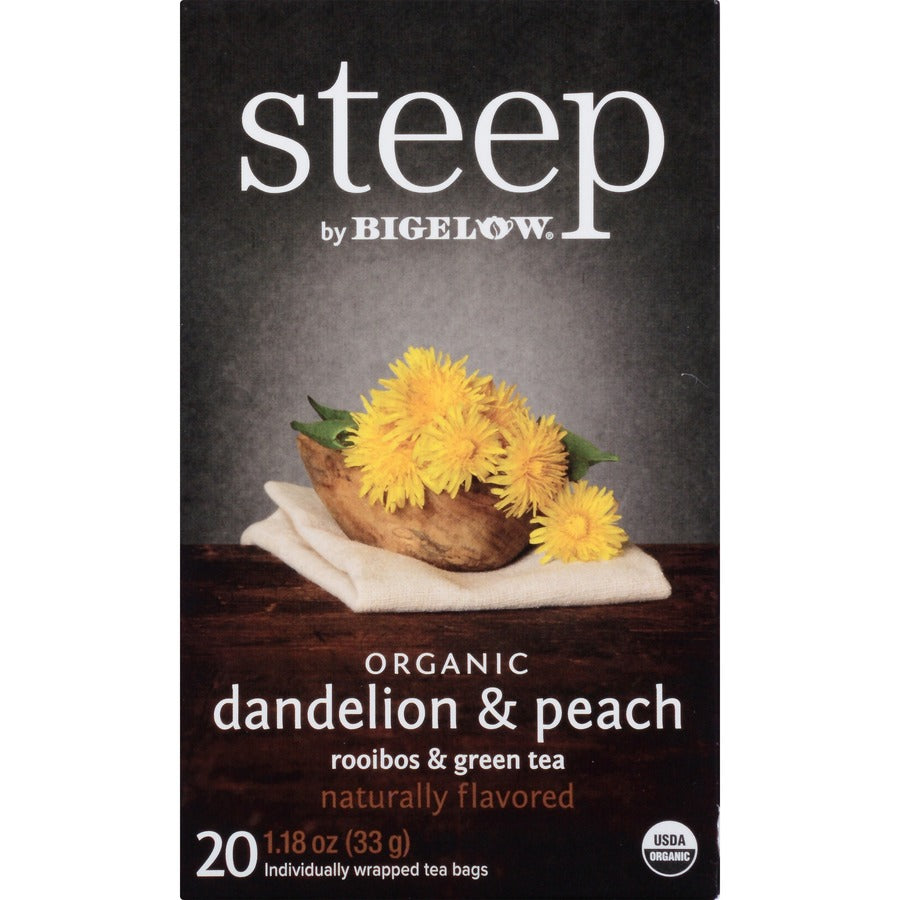 Steep by Bigelow® Organic Dandelion & Peach Rooibos Green Tea Herbal Bag - 1.2 oz