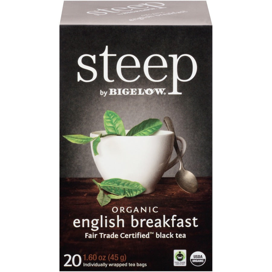 Steep by Bigelow® Organic English Breakfast Black Tea Bag - 1.6 oz - 20 Teabag - GMO Free - Kosher