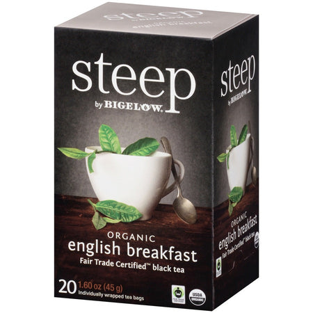 Steep by Bigelow® Organic English Breakfast Black Tea Bag - 1.6 oz - 20 Teabag - GMO Free - Kosher
