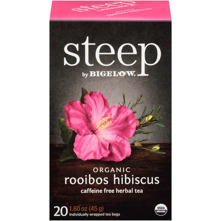 Steep by Bigelow® Rooibos Hibiscus Herbal Tea Bag - 1.6 oz - 20 Teabag - GMO Free - Kosher - Organic - Box