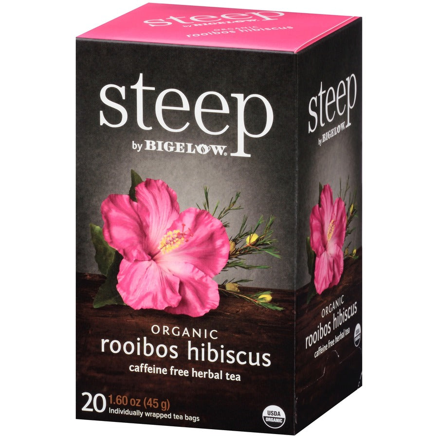 Steep by Bigelow® Rooibos Hibiscus Herbal Tea Bag - 1.6 oz - 20 Teabag - GMO Free - Kosher - Organic - Box