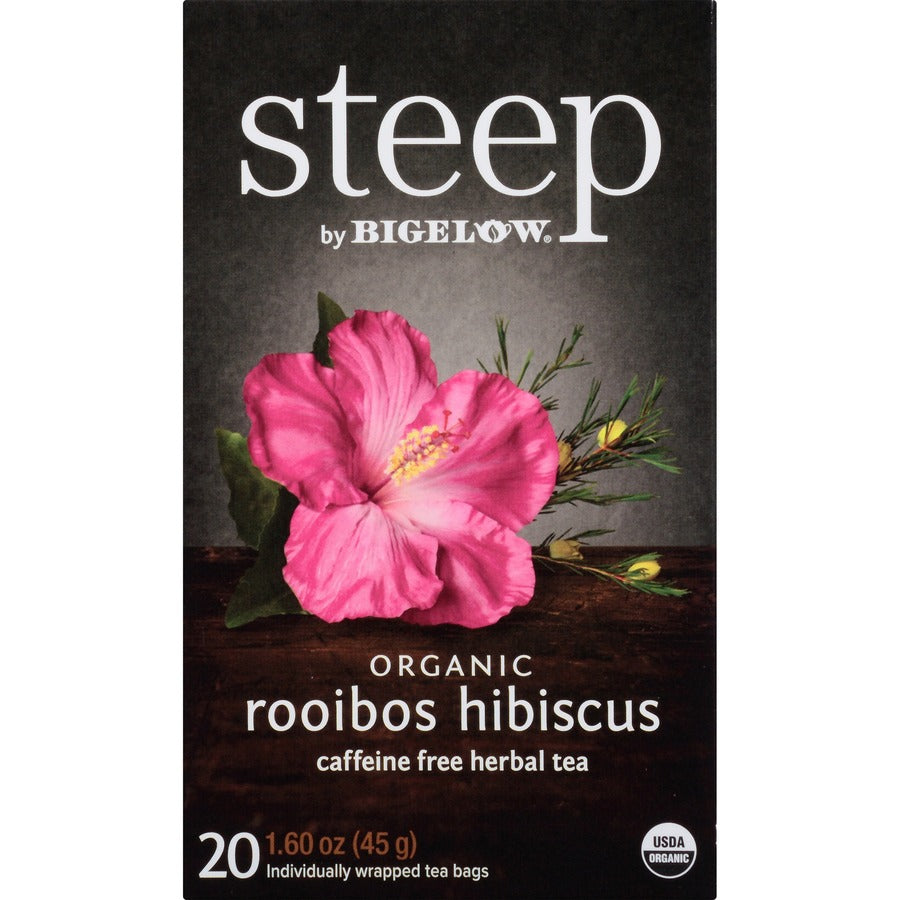 Steep by Bigelow® Rooibos Hibiscus Herbal Tea Bag - 1.6 oz - 20 Teabag - GMO Free - Kosher - Organic - Box