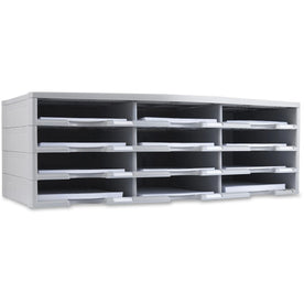 Storex 12-Compartment Organizer: 6000-Sheet Capacity 100% Recycled - Gray - Literature Holders/Sorters