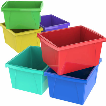 Storex 4-Gallon Storage Bin: Assorted Bright Plastic Bin - Cubbies &