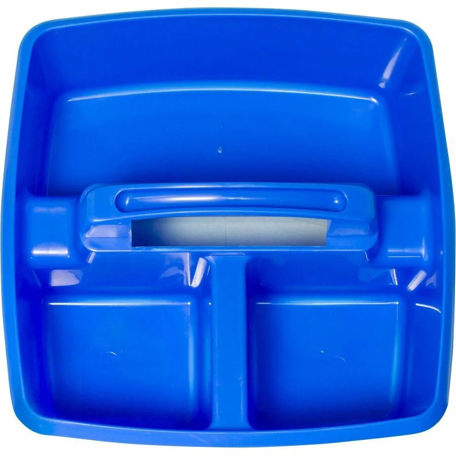 Storex Classroom Caddy: 3-Compartment Organizer Set - Durable Stackable Blue Plastic - Organizers