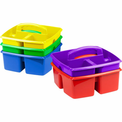 Storex Classroom Caddy: 3-Compartment Organizer Set - Durable Stackable Blue Plastic - Organizers