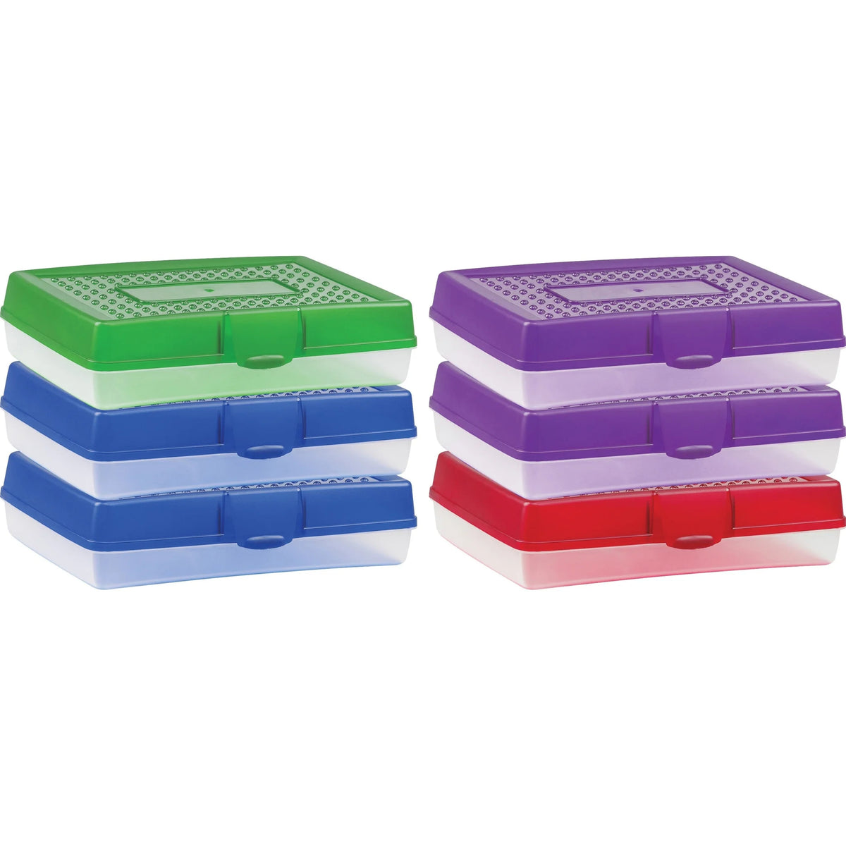 Storex Impact-Resistant Pencil Case - Assorted Bright Colors - Plastic Body - 6-Pack - Boxes