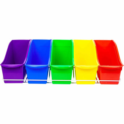 Storex Large Book Bins Metal Shelf Rack - Organize Books Efficiently - Classroom Organizers