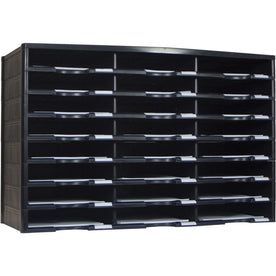 Storex Literature Sorter: 24 Compartments 9.50’’ x 12’’ Black Plastic - Holders/Sorters