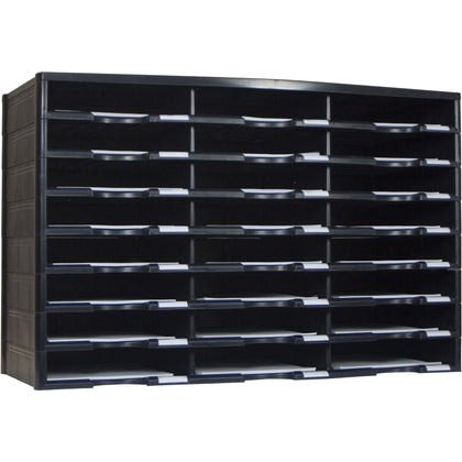 Storex Literature Sorter: 24 Compartments 9.50’’ x 12’’ Black Plastic - Holders/Sorters