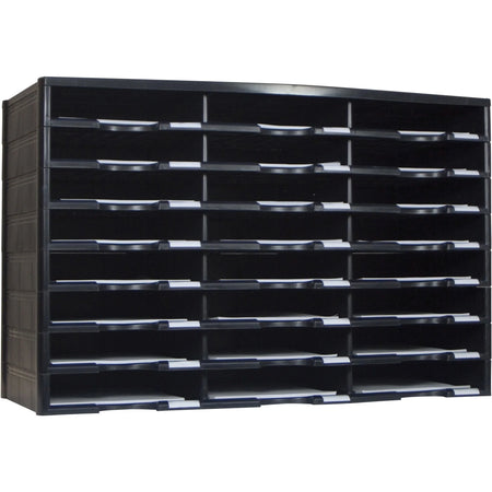 Storex Literature Sorter: 24 Compartments 9.50’’ x 12’’ Black Plastic - Holders/Sorters