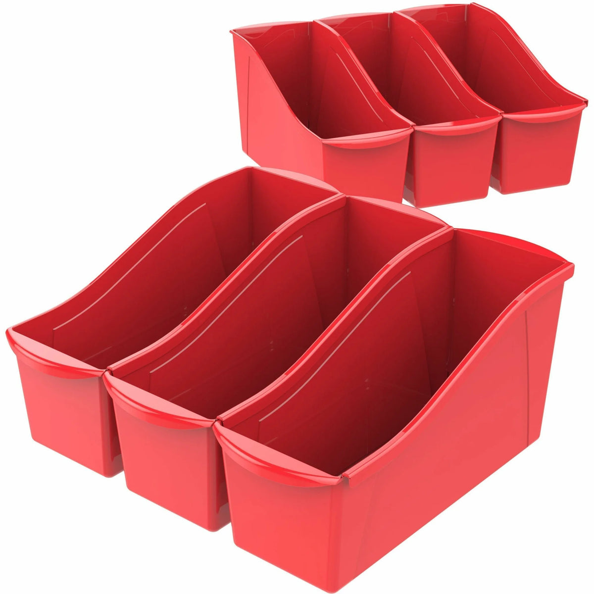 Storex Multiuse Bins: Red Plastic Bins 7’’x5.30’’x14.30’’ 6-Pack - Classroom Organizers