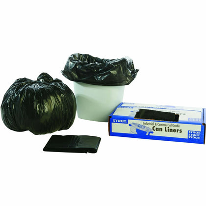 Stout Recycled Content Trash Bags: 10 gal Capacity 24x24 1 mil Thickness - Bags & Liners