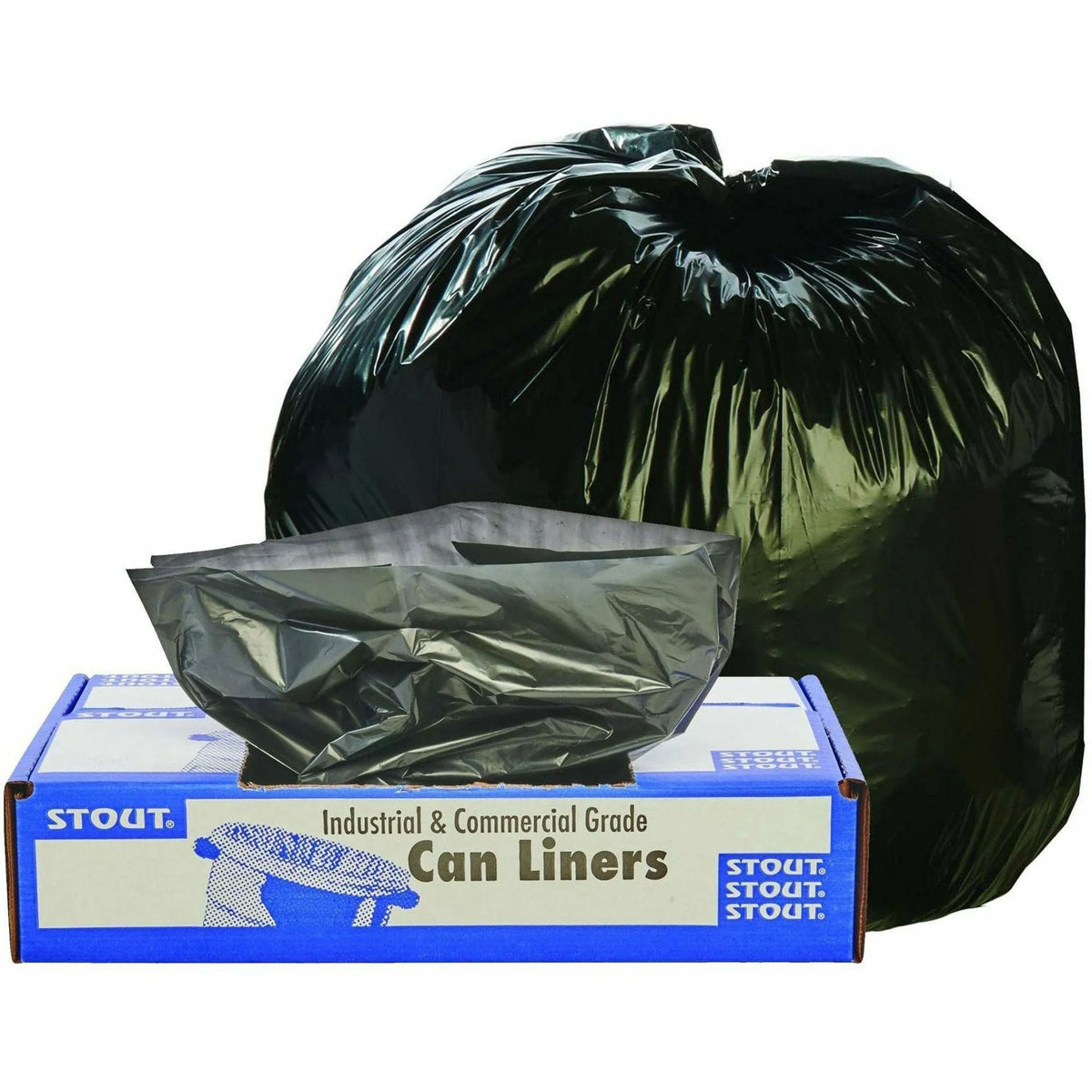 Stout Recycled Content Trash Bags - 33 gal Capacity - Brown - 100/Carton - & Liners