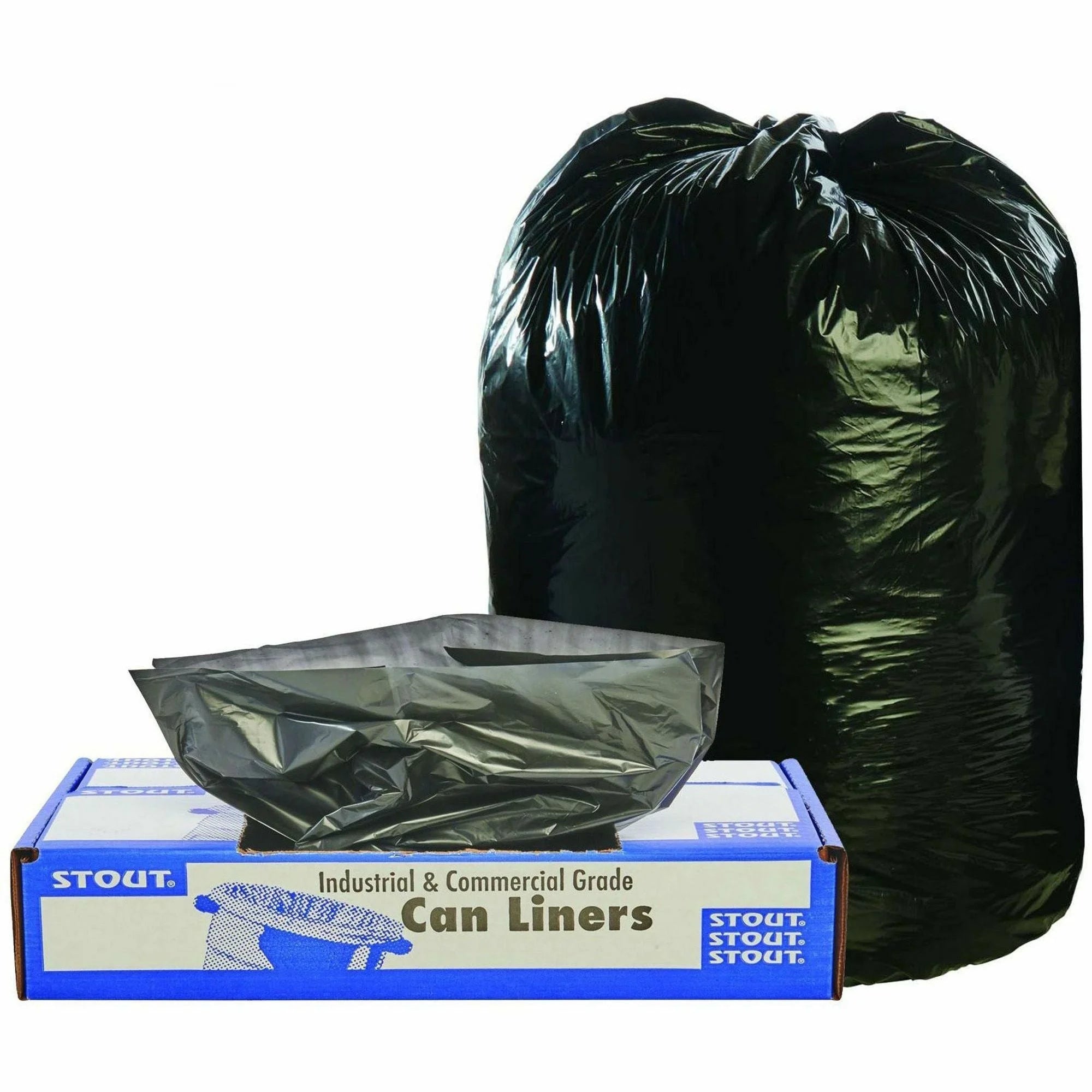 Stout Recycled Content Trash Bags - 45 gal Capacity - Eco-Friendly Solution - & Liners