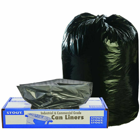 Stout Recycled Content Trash Bags - 60 gal Capacity - Brown - Eco-Friendly - 100/Carton - & Liners