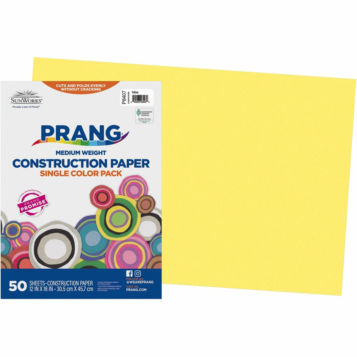 SunWorks Construction Paper: Multipurpose Yellow Paper 12’’ x 18’’ 50-Pack