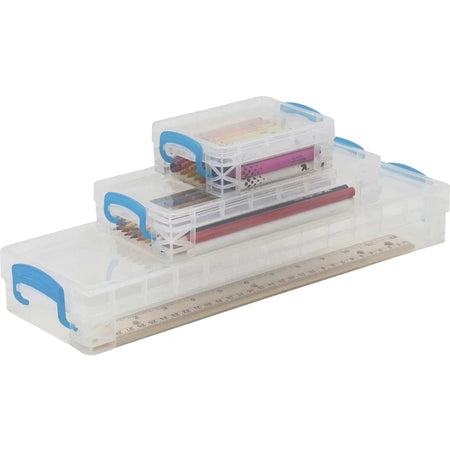 Super Stacker School Kit: Snap-tight Closure Heavy Duty Stackable - Transparent Plastic Organizer - Cubbies & Storage