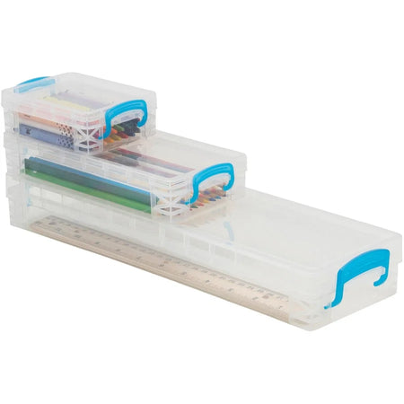 Super Stacker School Kit: Snap-tight Closure Heavy Duty Stackable - Transparent Plastic Organizer - Cubbies & Storage